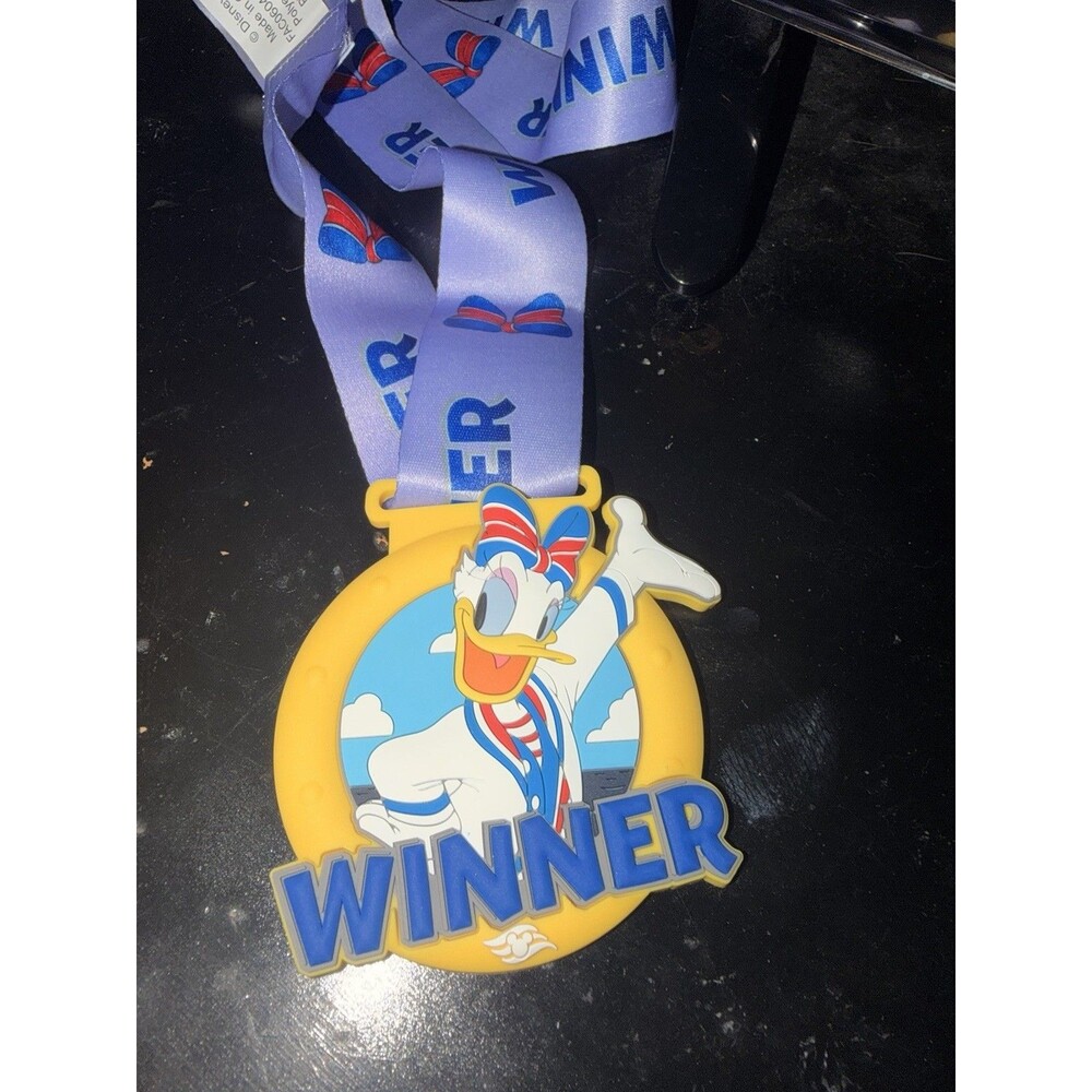 Disney Cruise Line WINNER Medal Lanyard Daisy Duck Rubber PVC Medallion Ribbon